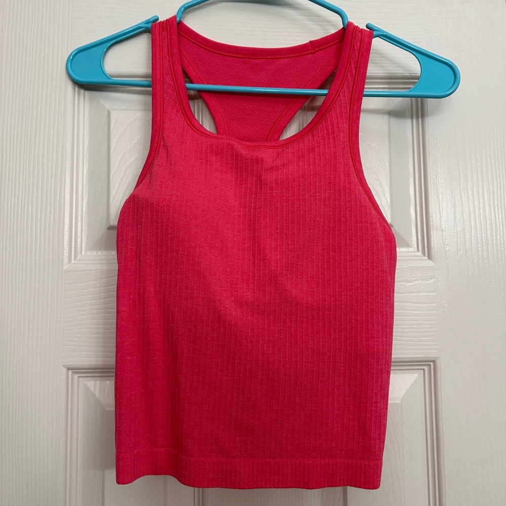 Lululemon Ebb to Street Cropped Racerback Tank Top in Glaze Pink